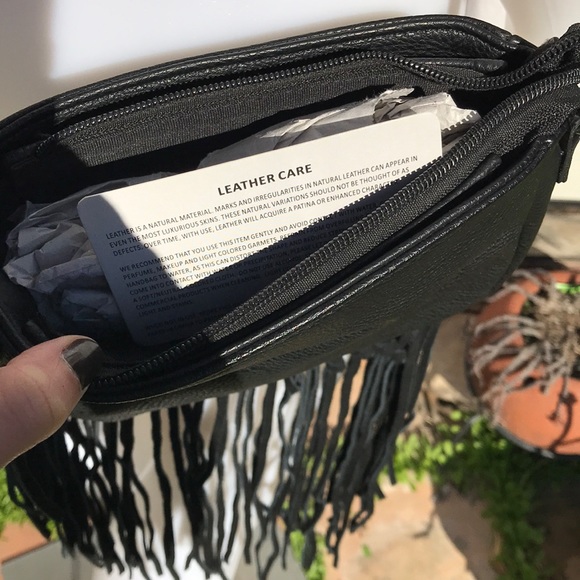Leather fringe cross body bag - Picture 2 of 2